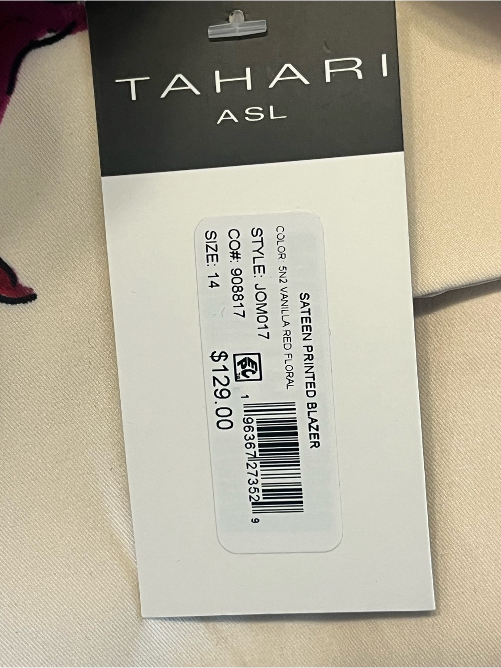 Tahari ASL Cream Blazer with Fuchsia Floral Print - Picture 3 of 8